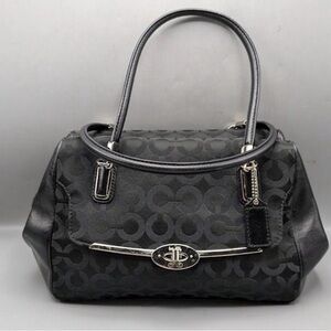 COACH Madison Op Art Black Canvas Leather Trims Shoulder /Cross Body Bag